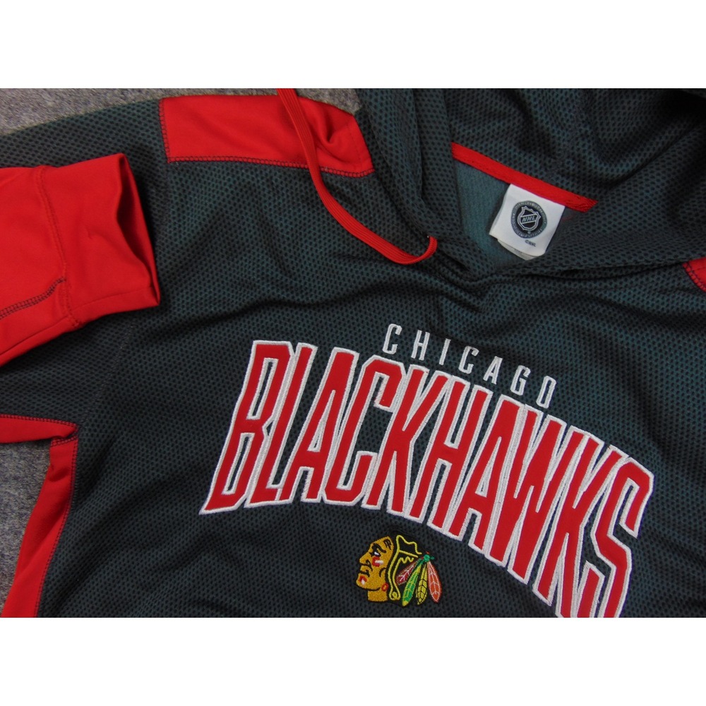 Chicago Blackhawks Hoodie Mens Med Pullover Sweater Gray Red Hockey‎ NHL